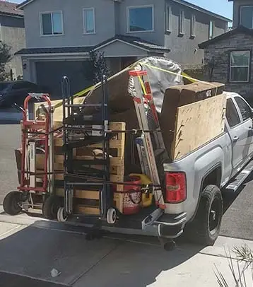 Loaded pickup truck from trash removal