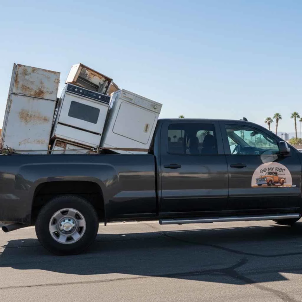 Removed appliances loaded for proper disposal