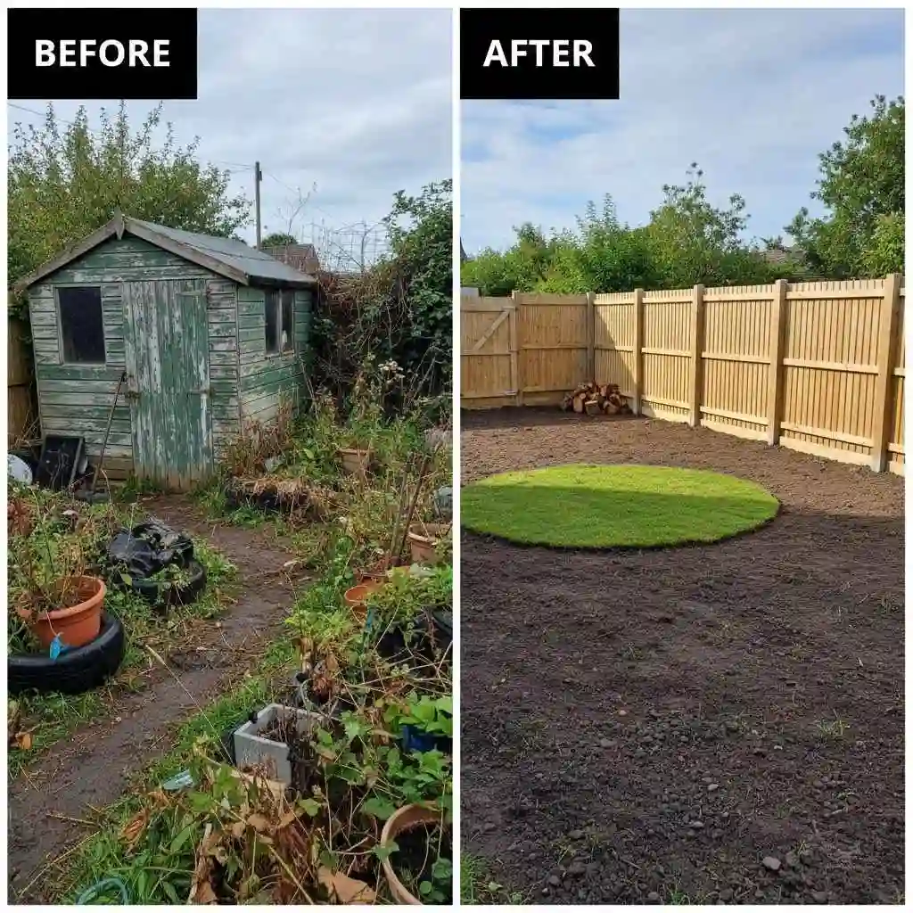cleared backyard space after shed removal.