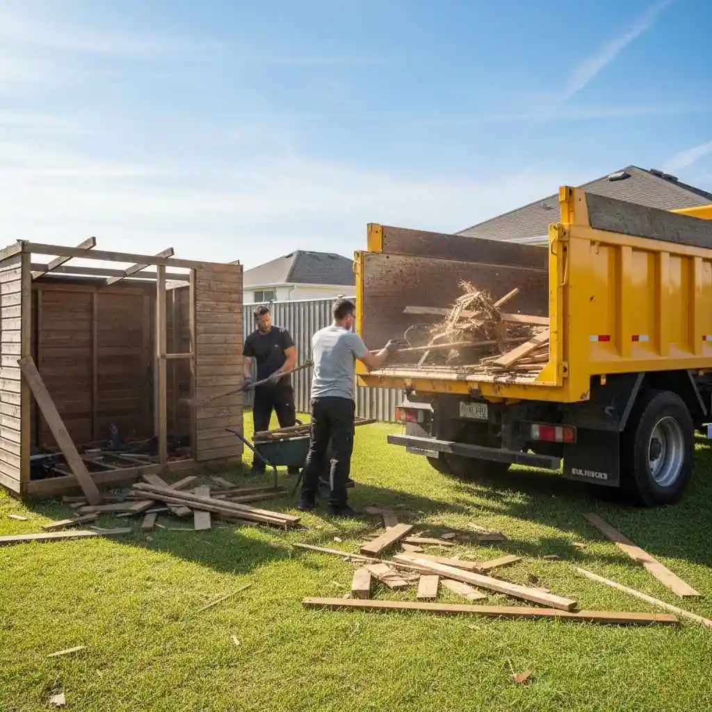 debris being loaded into a hauling truck.