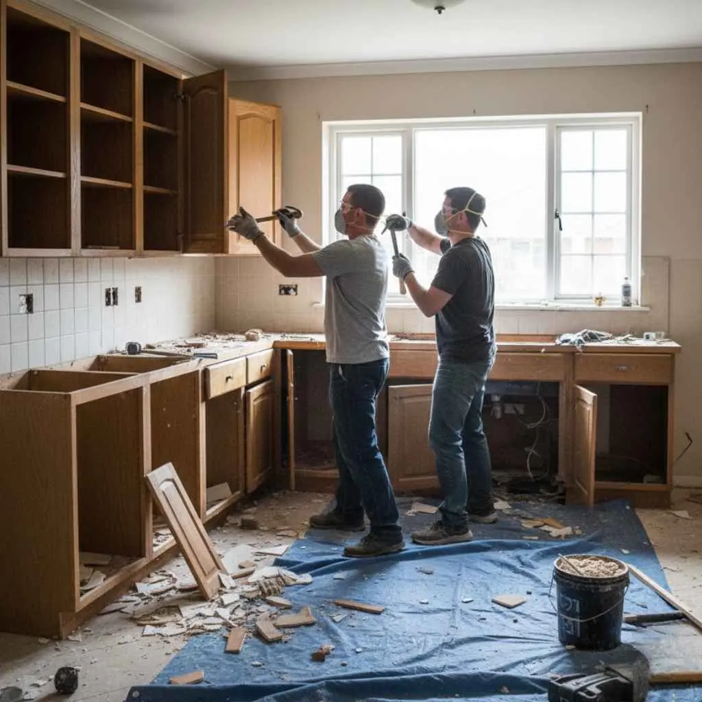 interior cabinet removal in progress.