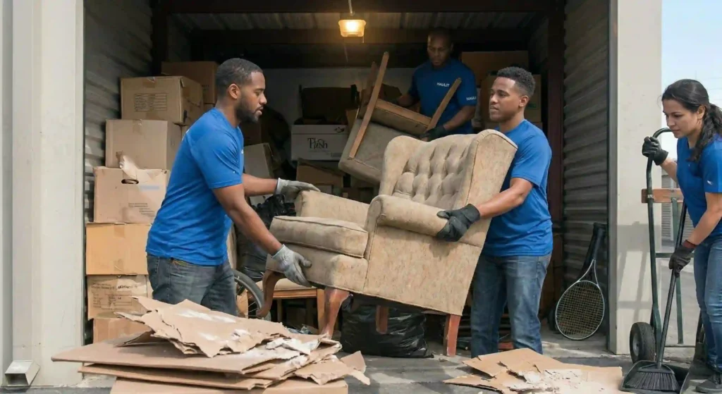 hauling team loading furniture into a truck