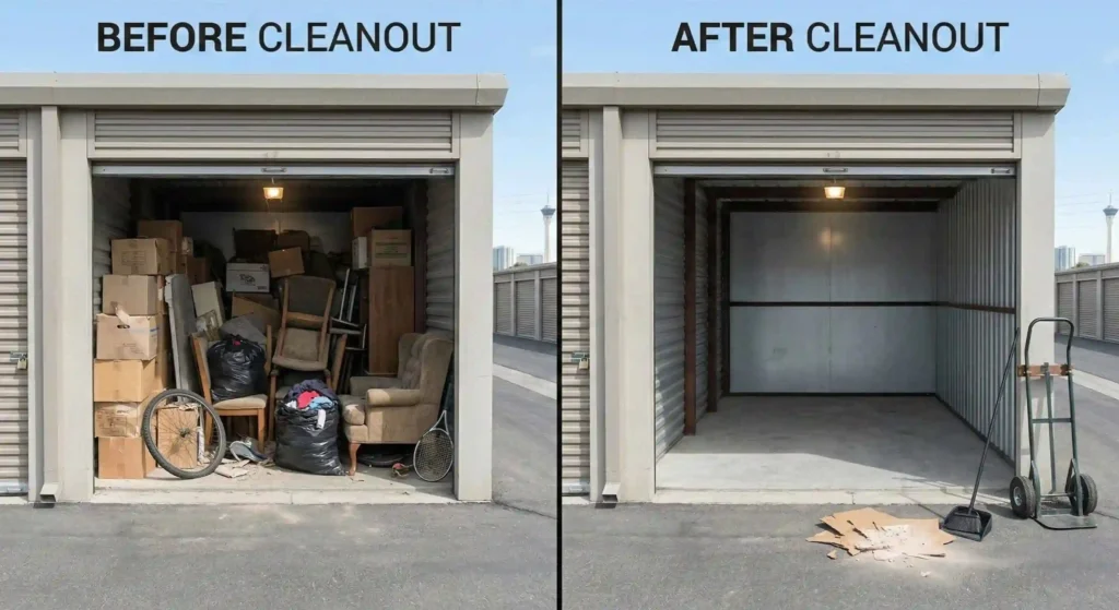 storage unit before and after cleanout