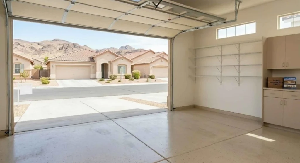 Empty and clean garage ready for home sale in Nevada property