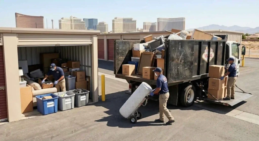Storage unit cleanout crew working in Las Vegas