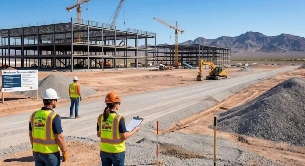 Professional hauling gravel team supporting a commercial construction site in Henderson