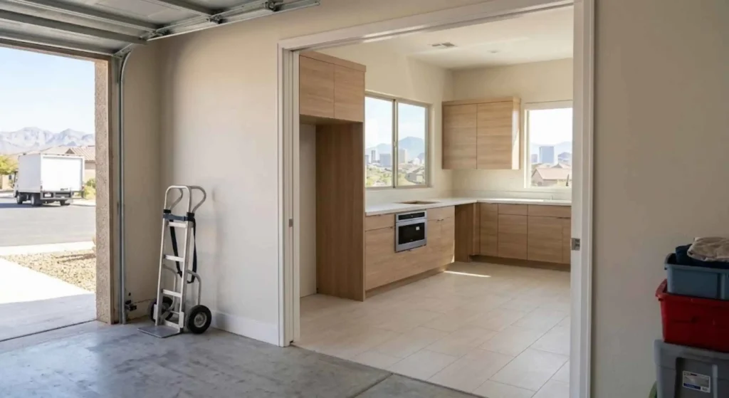 Kitchen ready after appliance removal in Las Vegas