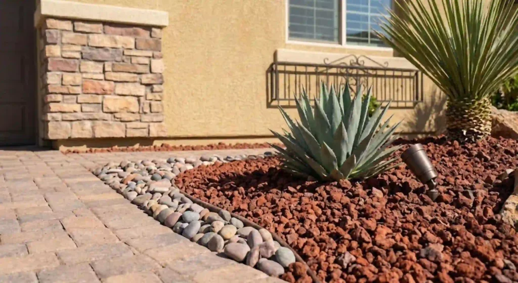 Las Vegas home with improved curb appeal using landscape rock