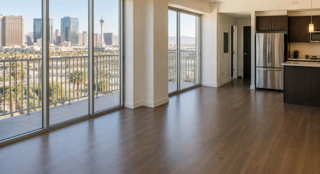 Clear Las Vegas condo living room after professional couch removal