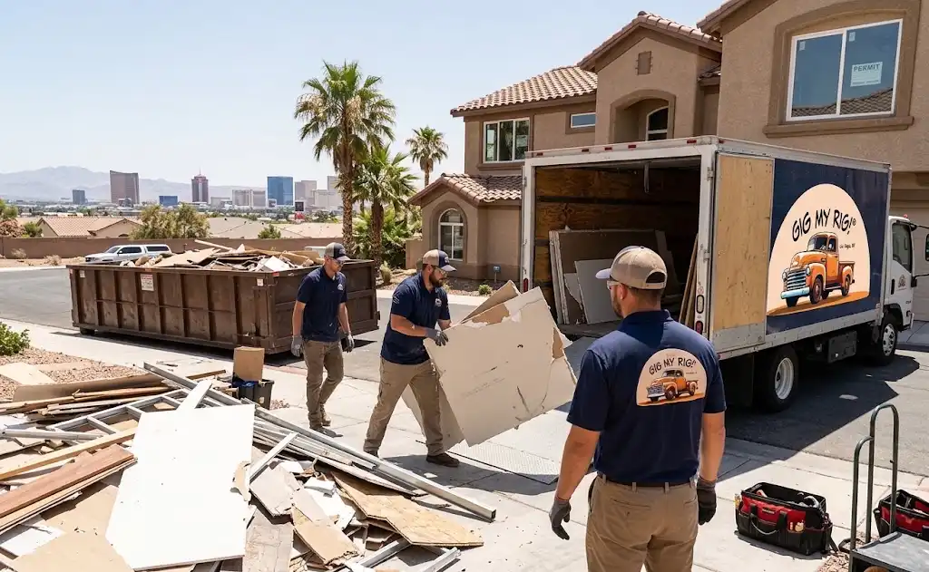 Professional junk removal services during a Las Vegas home renovation