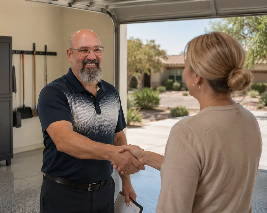 interacting with the homeowner after competing the clean out job