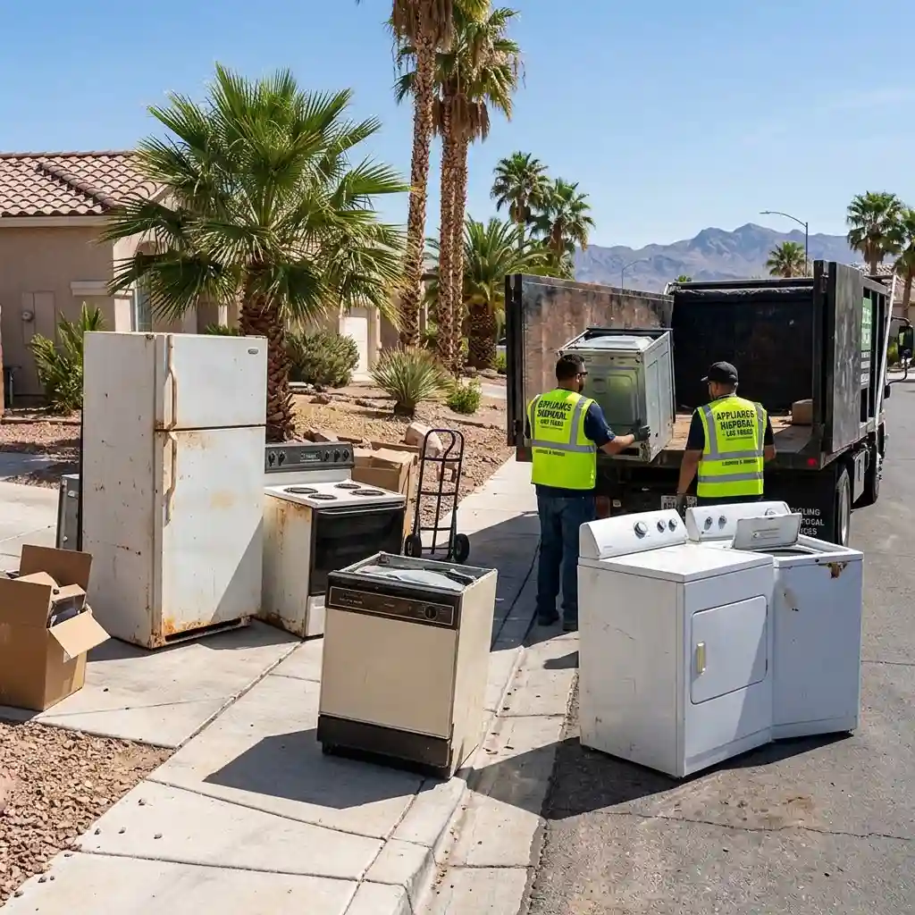 Old kitchen appliances prepared for professional Appliance Disposal in Las Vegas